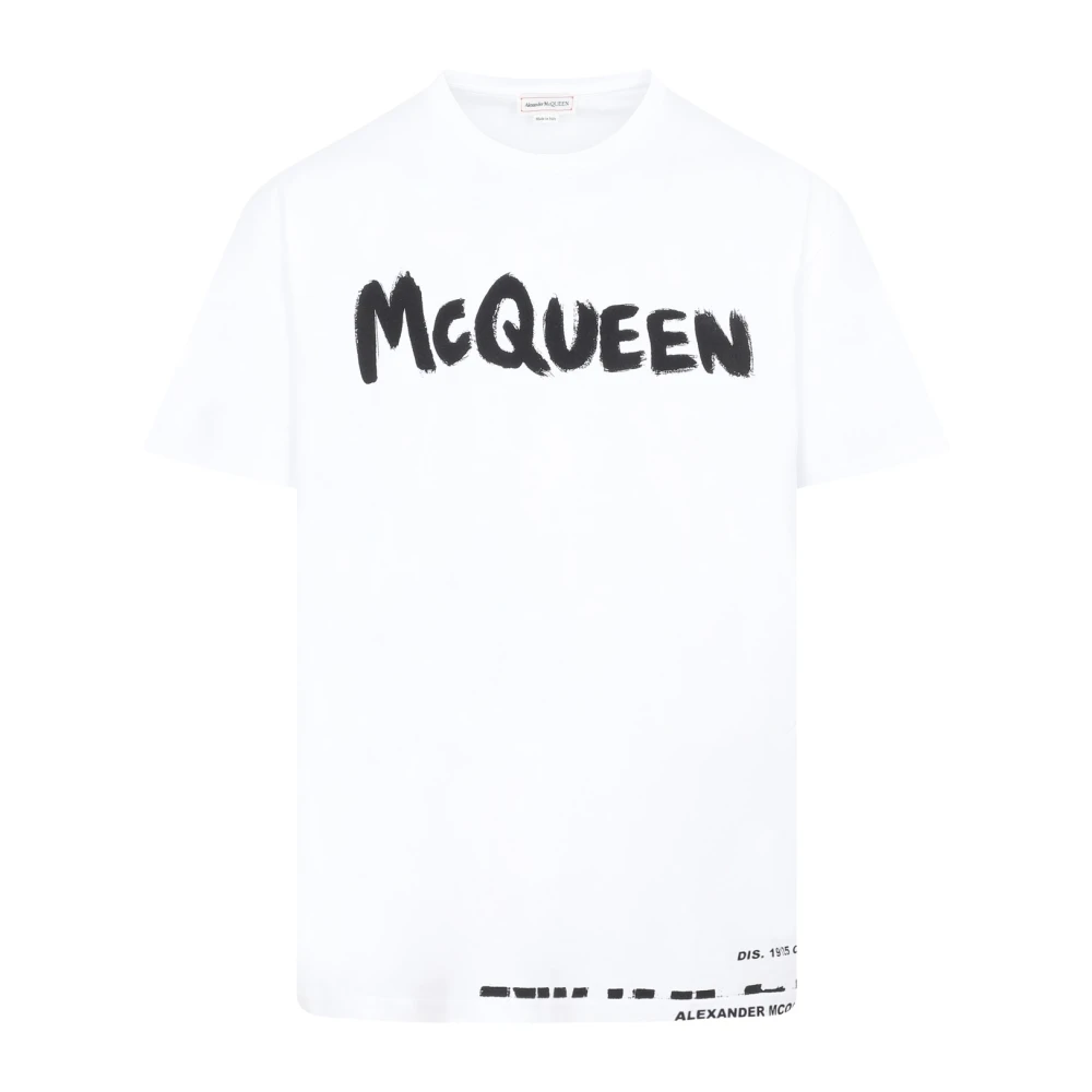 Alexander mcqueen Wit Graffiti Logo T-Shirt White Heren