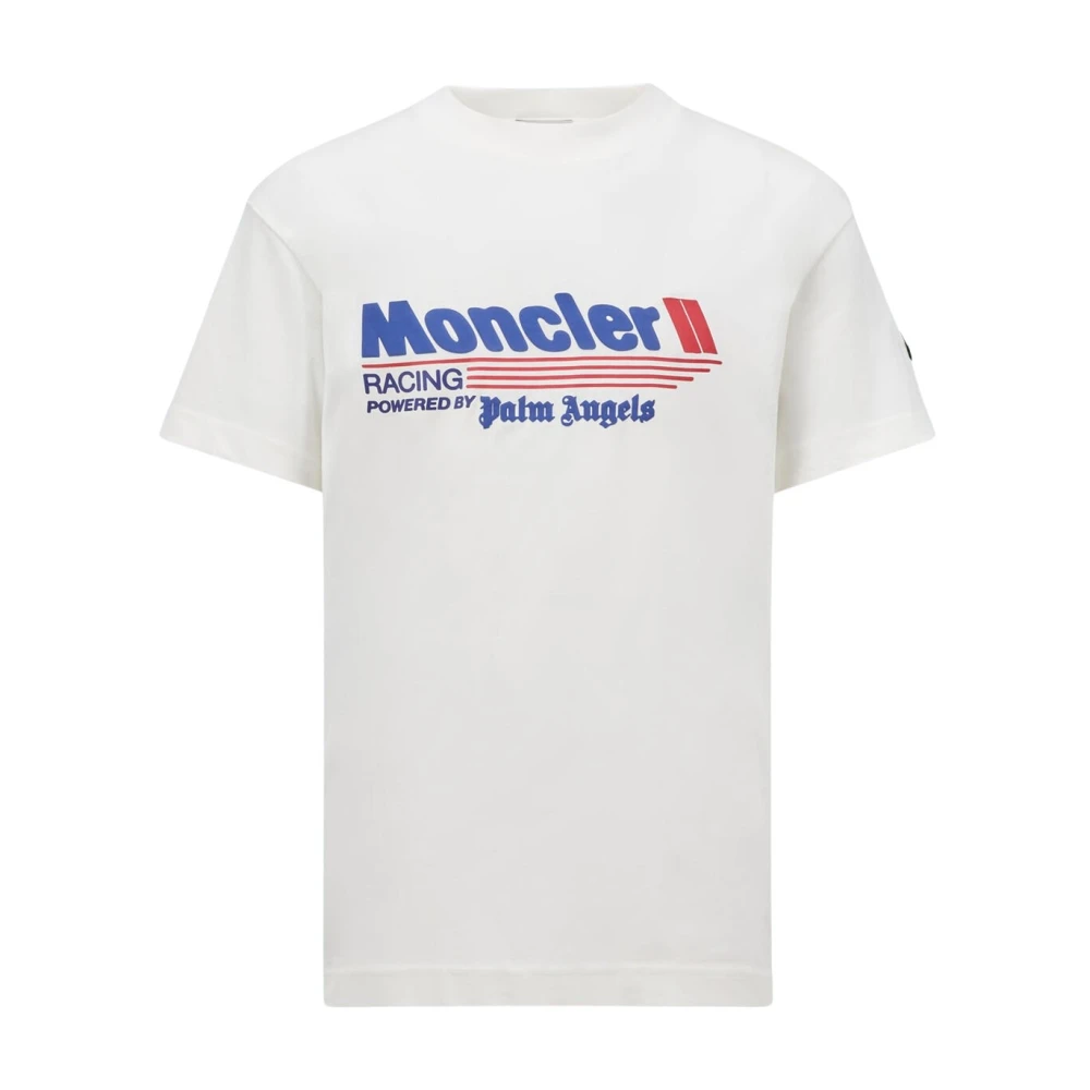 Moncler Katoenen Jersey Logo Print T-Shirt White Heren