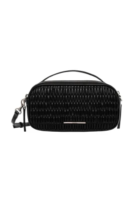 Svart vegansk läder crossbody kameraväska