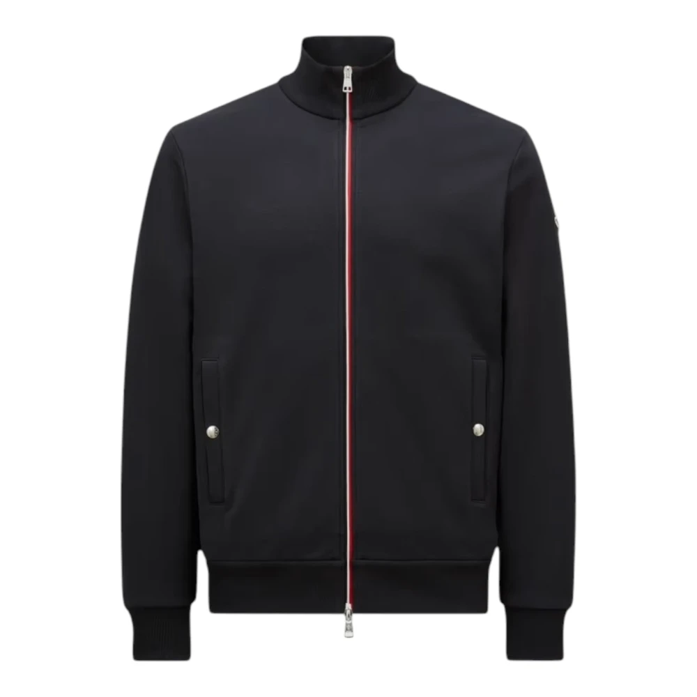 Moncler Men's Blue Zip-Throughs, M, Tricolor Cotton Zip-Up Sweatshirt