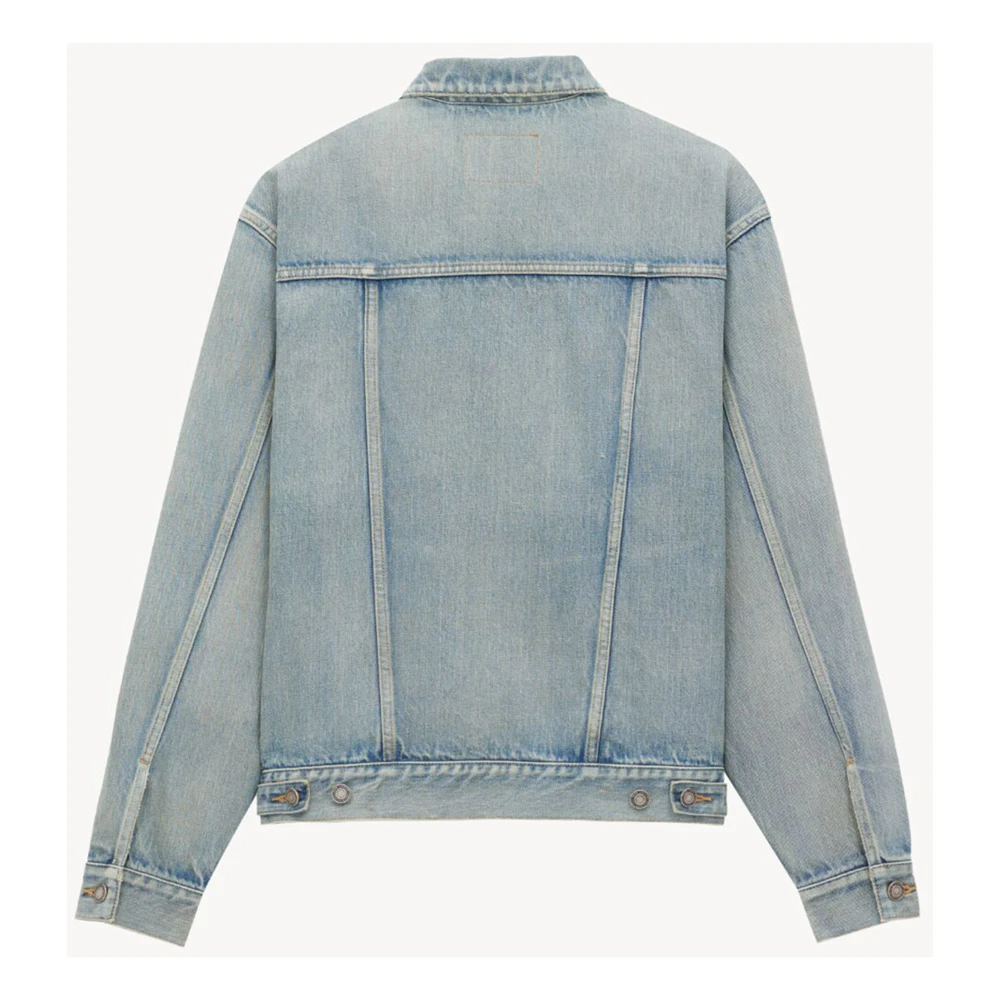 Saint Laurent Blauw Denim Jack Knoopsluiting Blue Heren