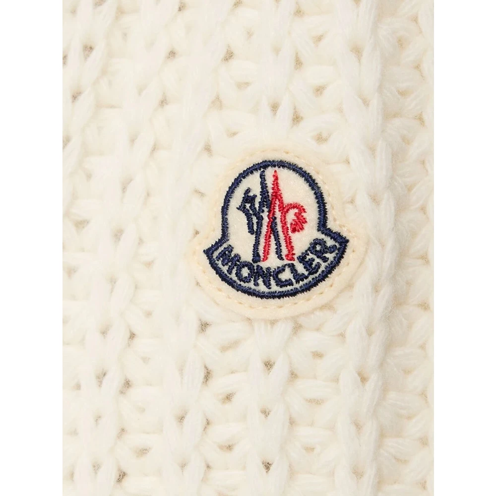 Moncler Gewatteerde nylon jas met wollen paneel White Dames