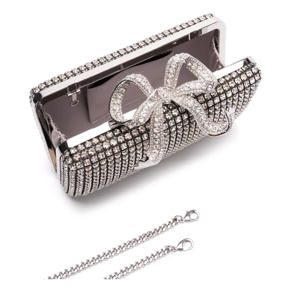 Self Portrait Kristal Strik Clutch Tas Zilver Gray Dames