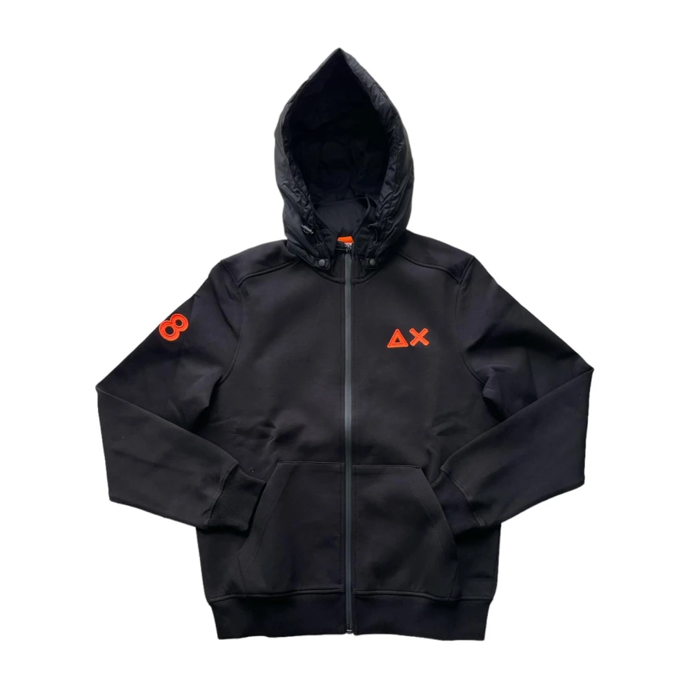 Sun68 Black Casual Hoodie Sweatshirt - Male - Zip-Throughs - M - Sweatshirts & Hoodies