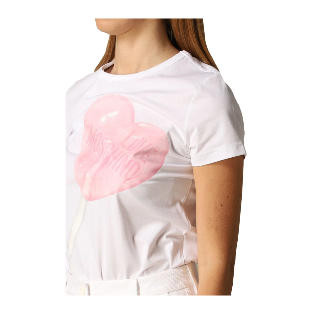 Love Moschino Katoenen T-Shirt met Grafische Print White Dames