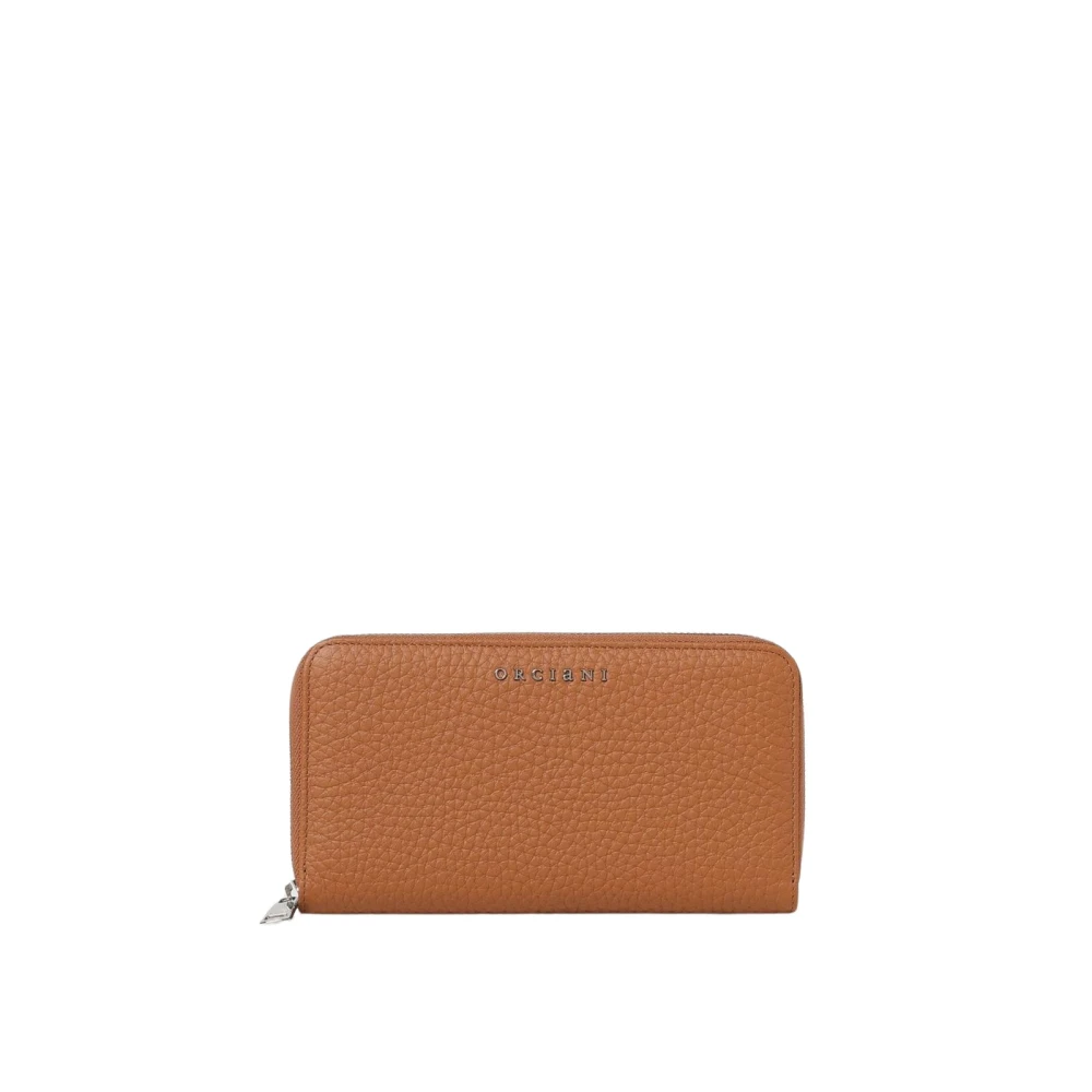 Orciani Women's Brown Wallets & Cardholders, One Size, Leather Zip Wallet Organizer