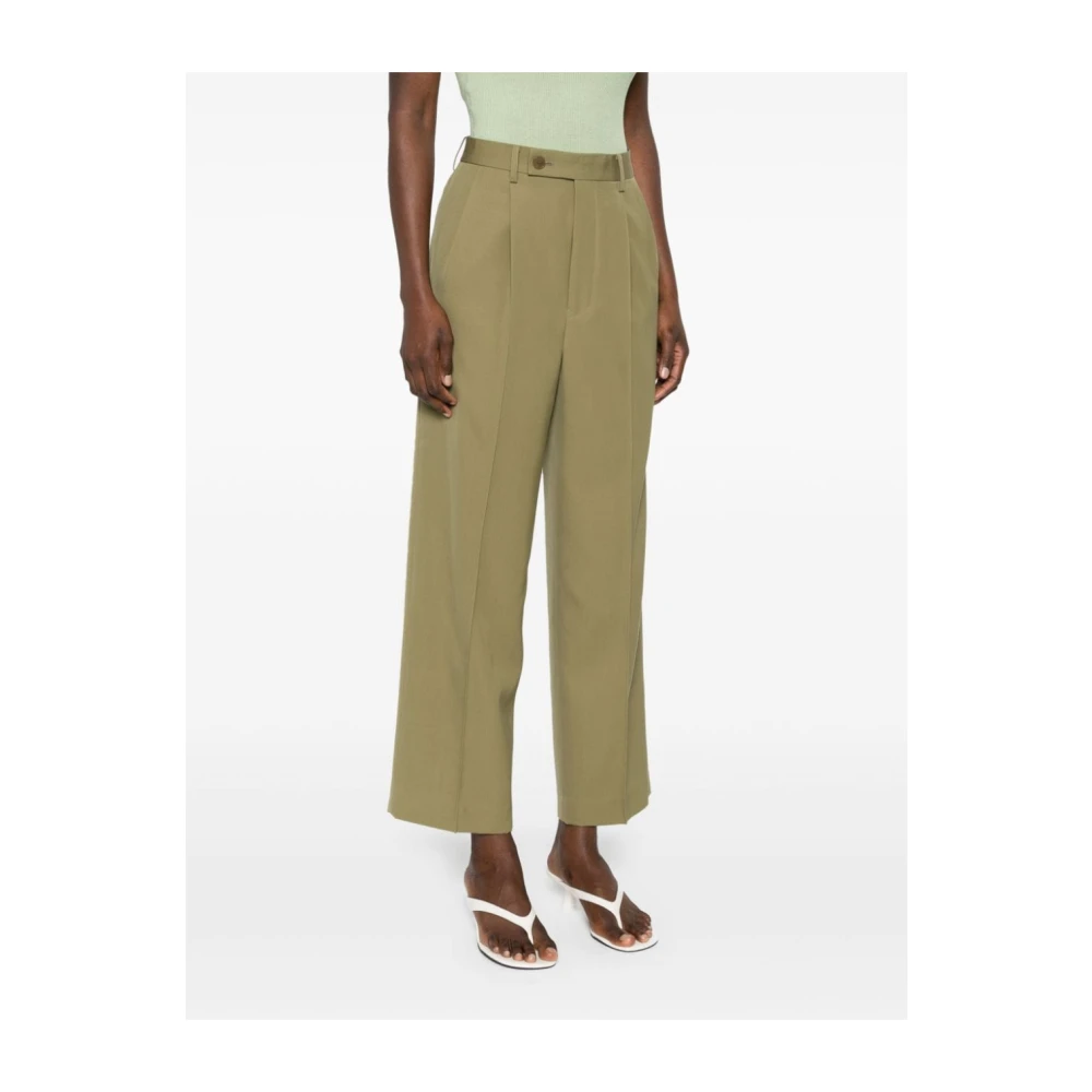 Auralee Khaki Wollen Broek met Rits Green Dames