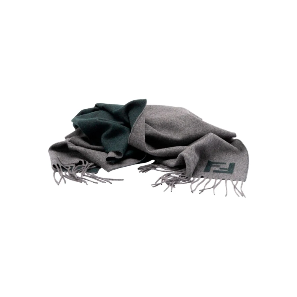 Fendi , Winter Scarves, Male, Gray, One Size, Wool And Cashmere Scarf
