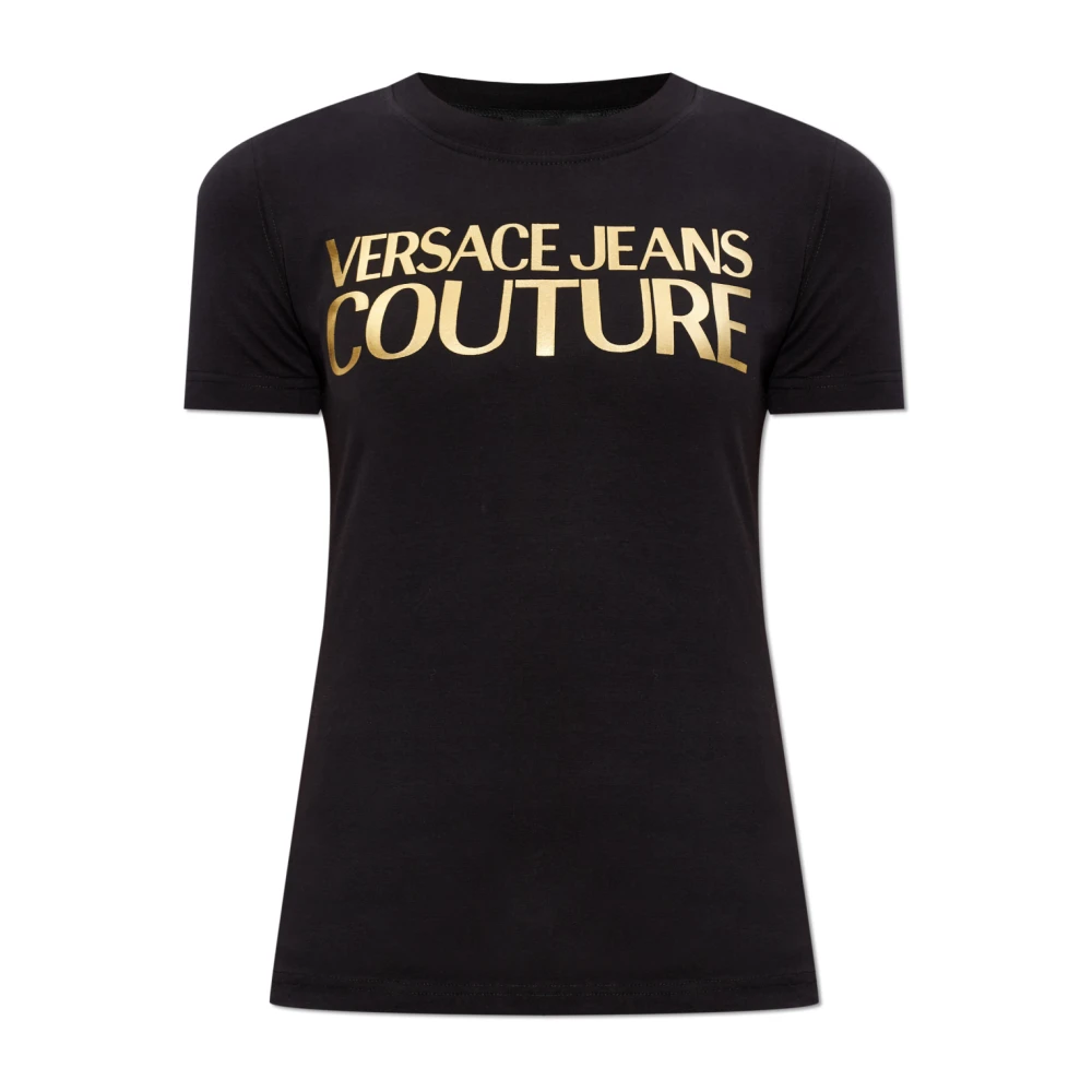 Versace Jeans Couture Femme Noir Tops, Taille: 36 Fr T-Shirt À Logo Imprimé