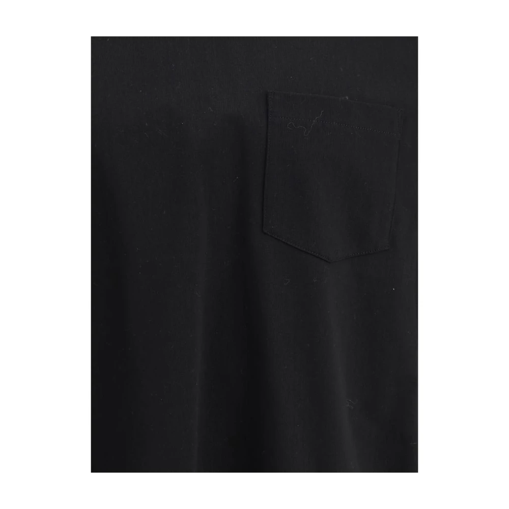 Sacai Moderne katoenen T-shirt met geribbelde hals Black Heren