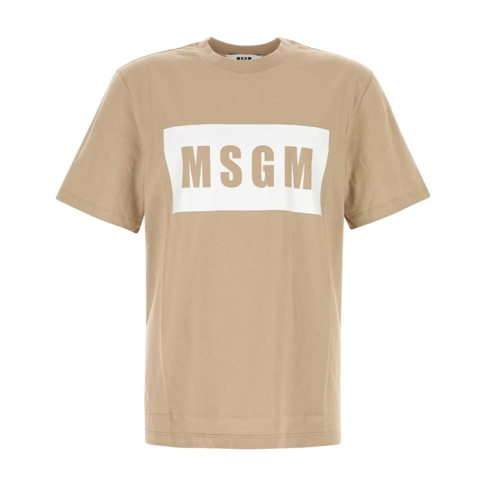 Msgm Men's Beige Cotton T-Shirt - T-Shirts - Xl - Tops