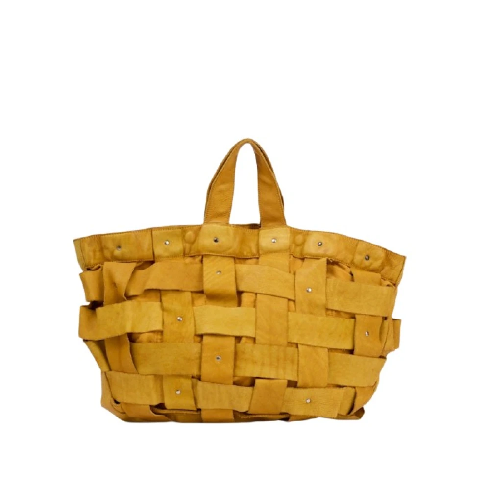 Malababa Handgjord Läder Tote Väska Yellow, Dam