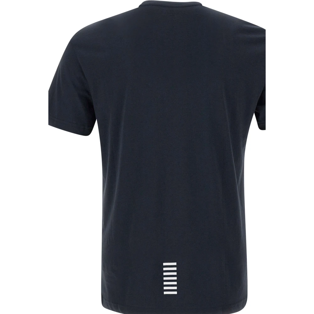 Emporio Armani EA7 Heren Blauw Katoenen T-shirt met Logo Print Blue Heren