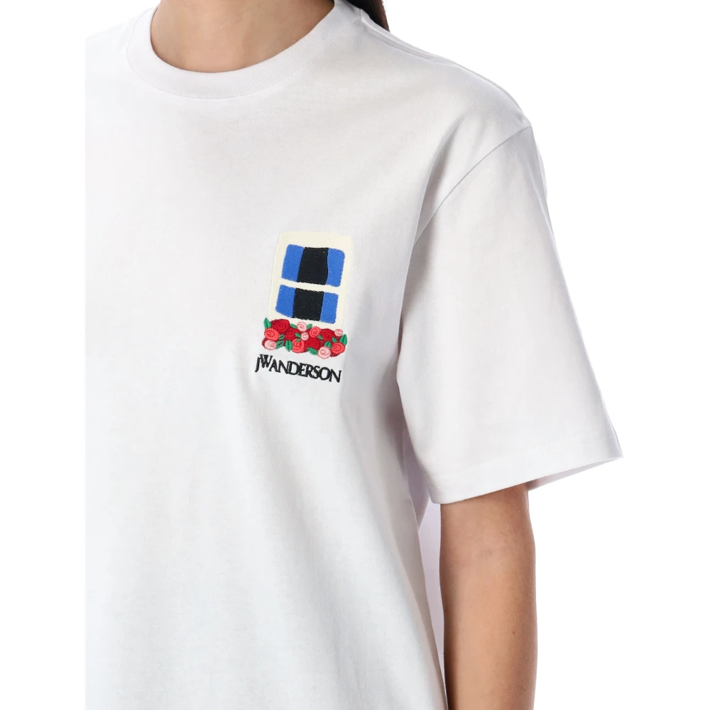 JW Anderson Wit Window Geborduurd T-shirt White Dames