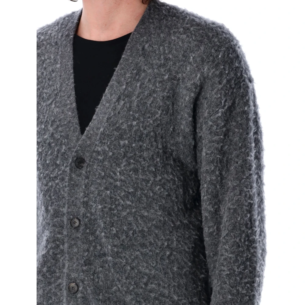 Auralee Grijze Gebreide Vest Geborsteld Wol Kasjmier Zijde Gray Heren