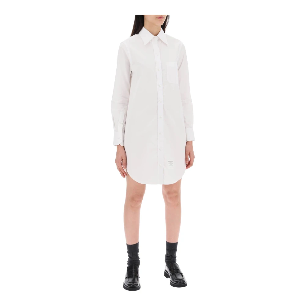 Thom Browne Kort Button-Down Blus med Ficka White, Dam