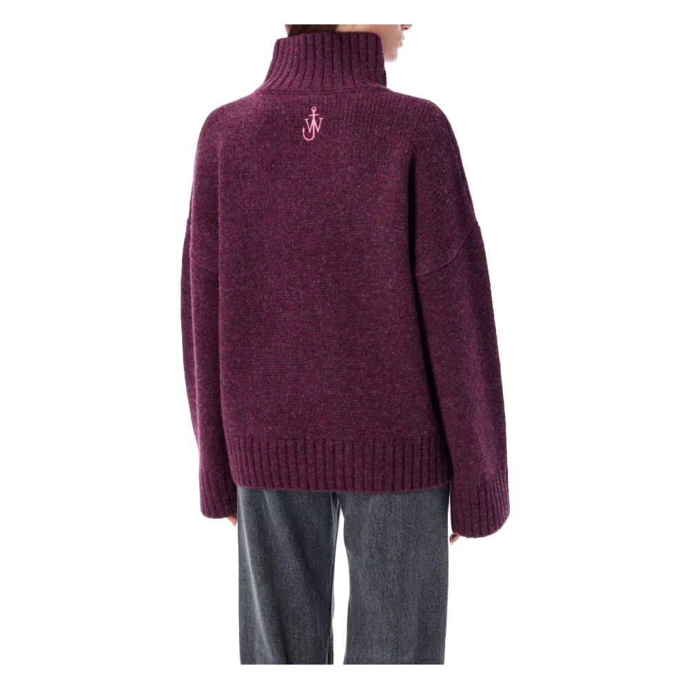 JW Anderson Plum Patch Pocket High Neck Gebreide kleding Purple Dames
