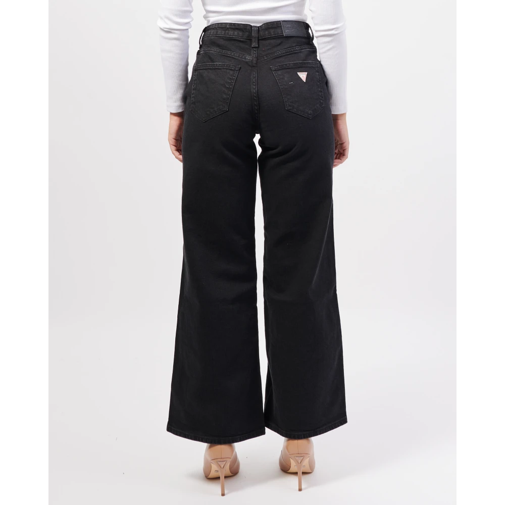 Guess Zwarte Wide Leg Jeans Vintage Wassing Black Dames