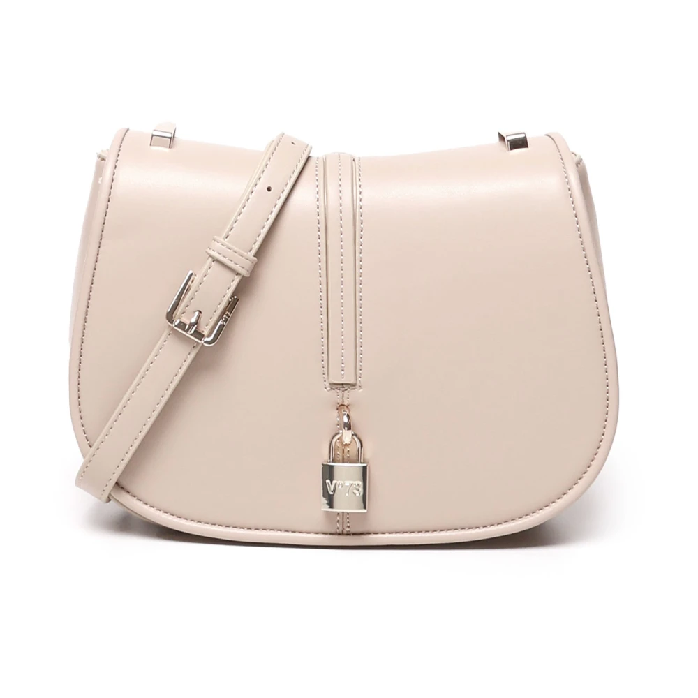 V73 Beige Schoudertas met Flap Sluiting Beige Dames
