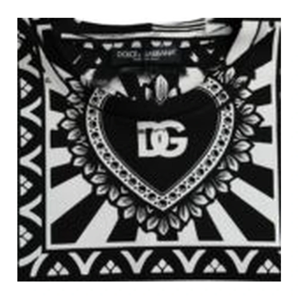Dolce & Gabbana Gedrukt V-hals Shirt Zwart Wit Orange Heren