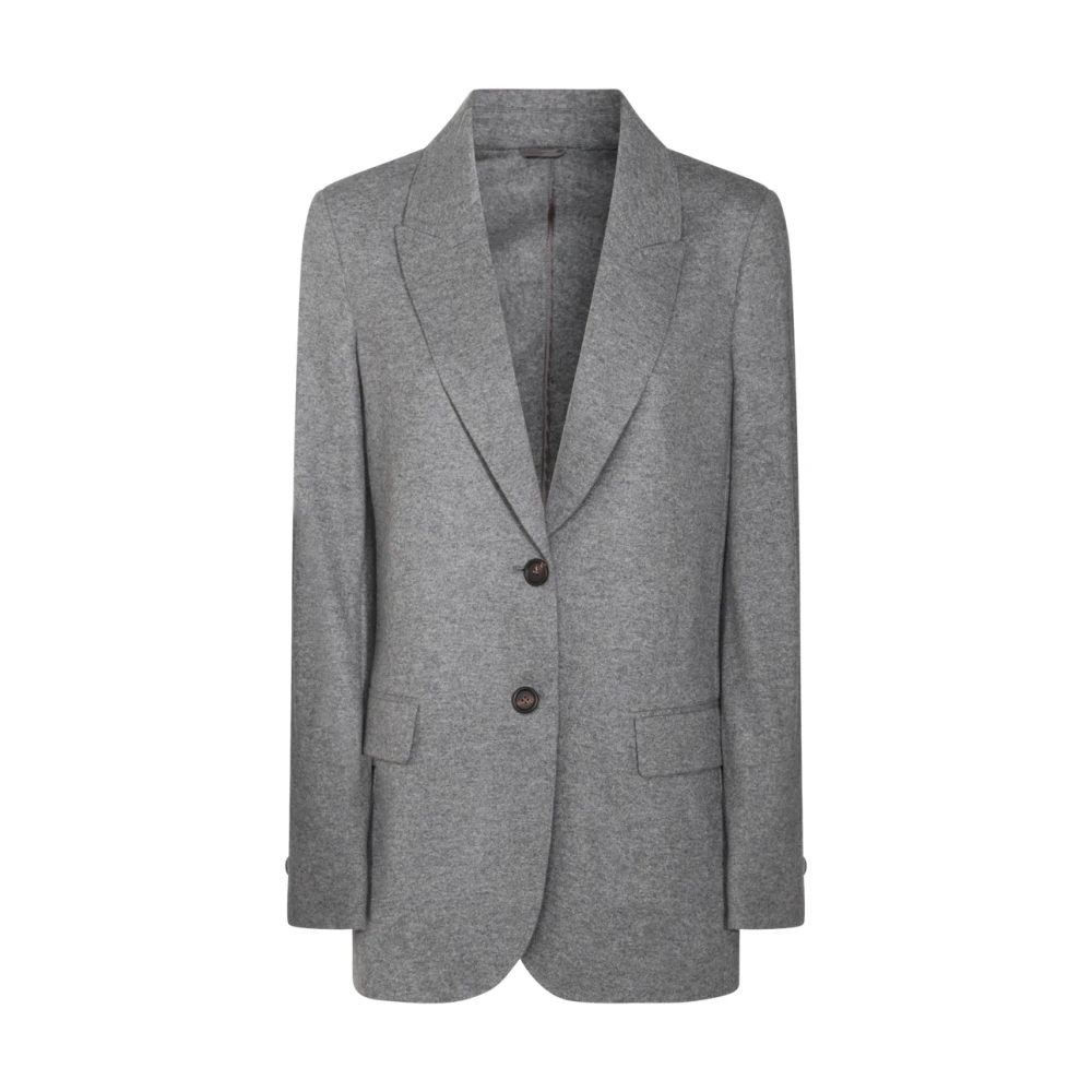 BRUNELLO CUCINELLI Grijze Wollen Blazer Jasjes Gray Dames