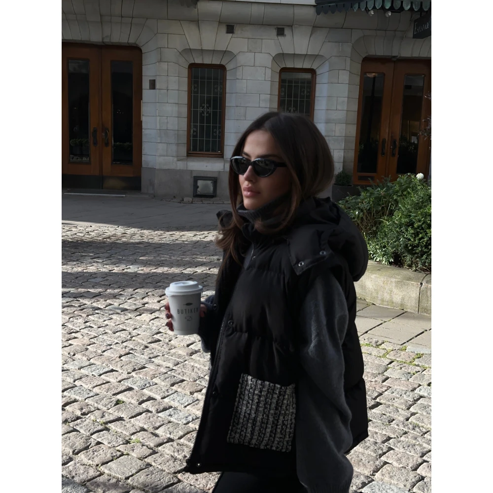 Cloeys Tweed Puffer Jack Vest Multicolor Dames