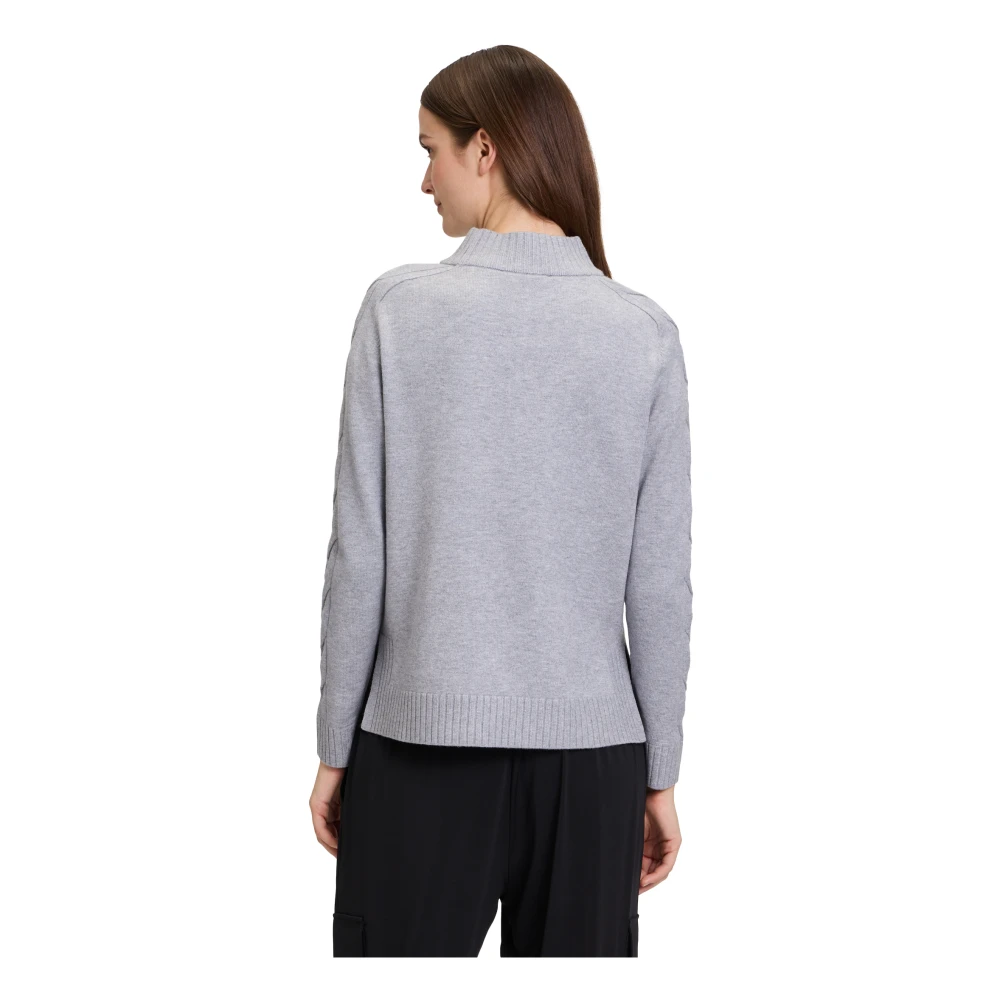 Betty Barclay Chunky Gebreide Trui met Opstaande Kraag Gray Dames