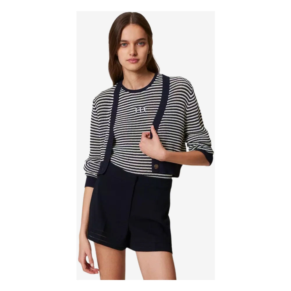 Twinset Bicolor Gebreide Vest en Top Black Dames