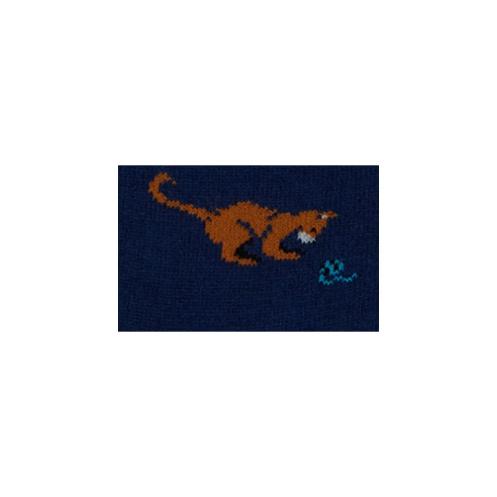 Gallo Korte blauwe katoenen sokken voor heren met kat muis en garenbal motief Multicolor Heren