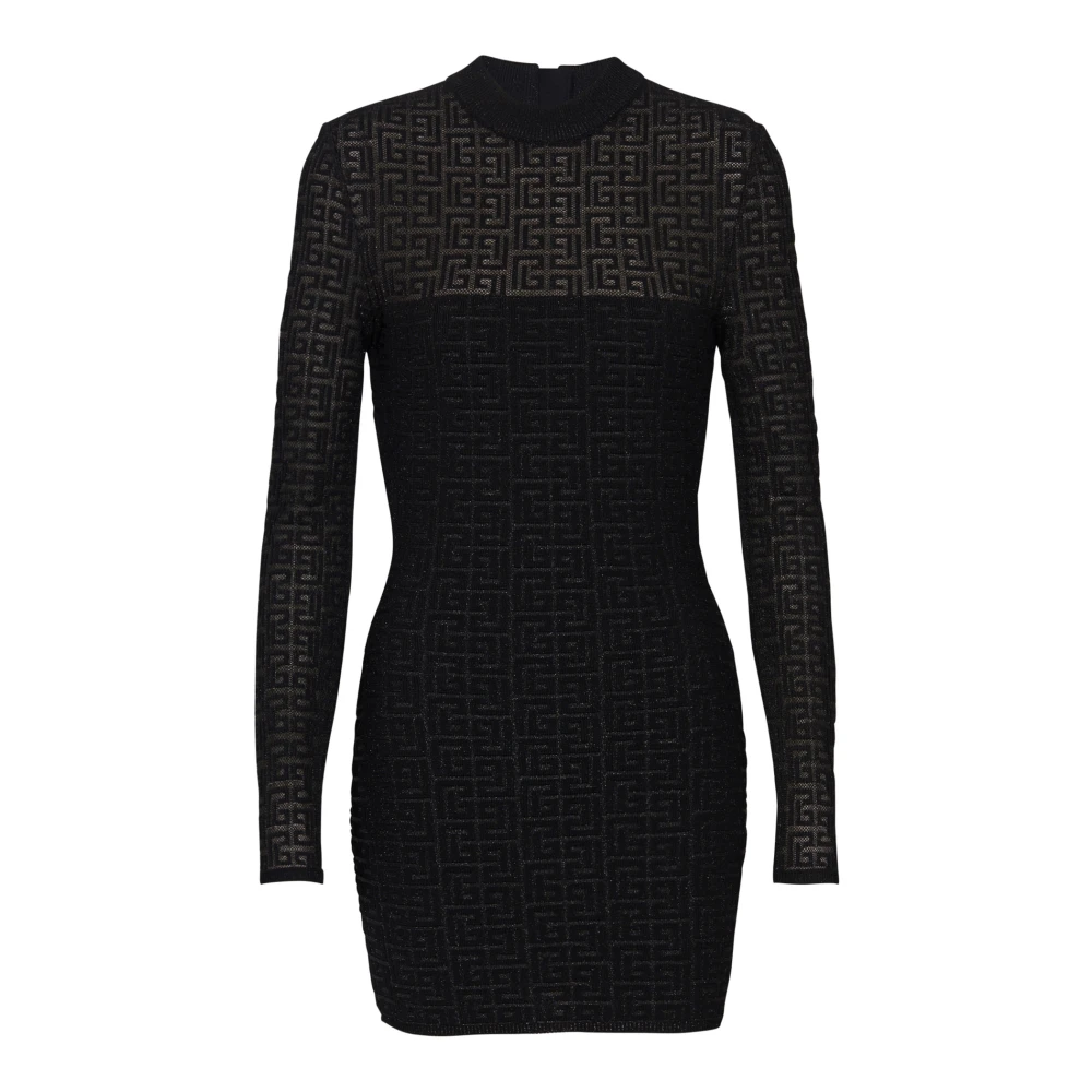 Balmain PB Labyrinth gebreide jurk Black Dames