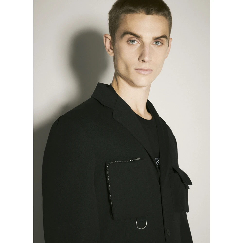 Lanvin Wollen Twill Multi-Pocket Jas Black Heren