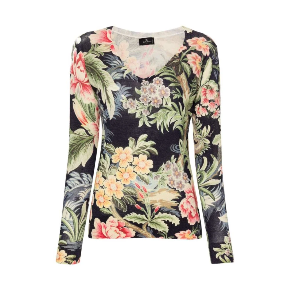 ETRO Bloemenprint Zijde-Kasjmier Trui Multicolor Dames