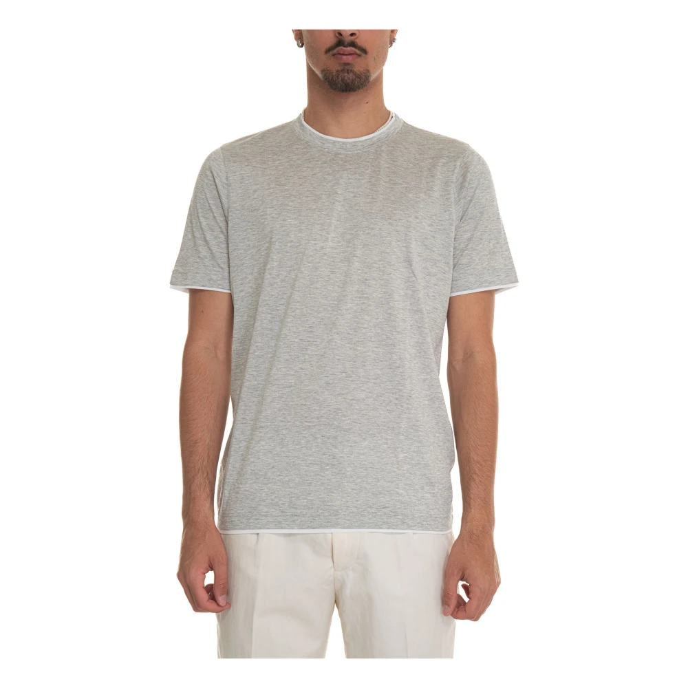 Gran Sasso Zijde Katoen Contrast T-shirt Gray Heren