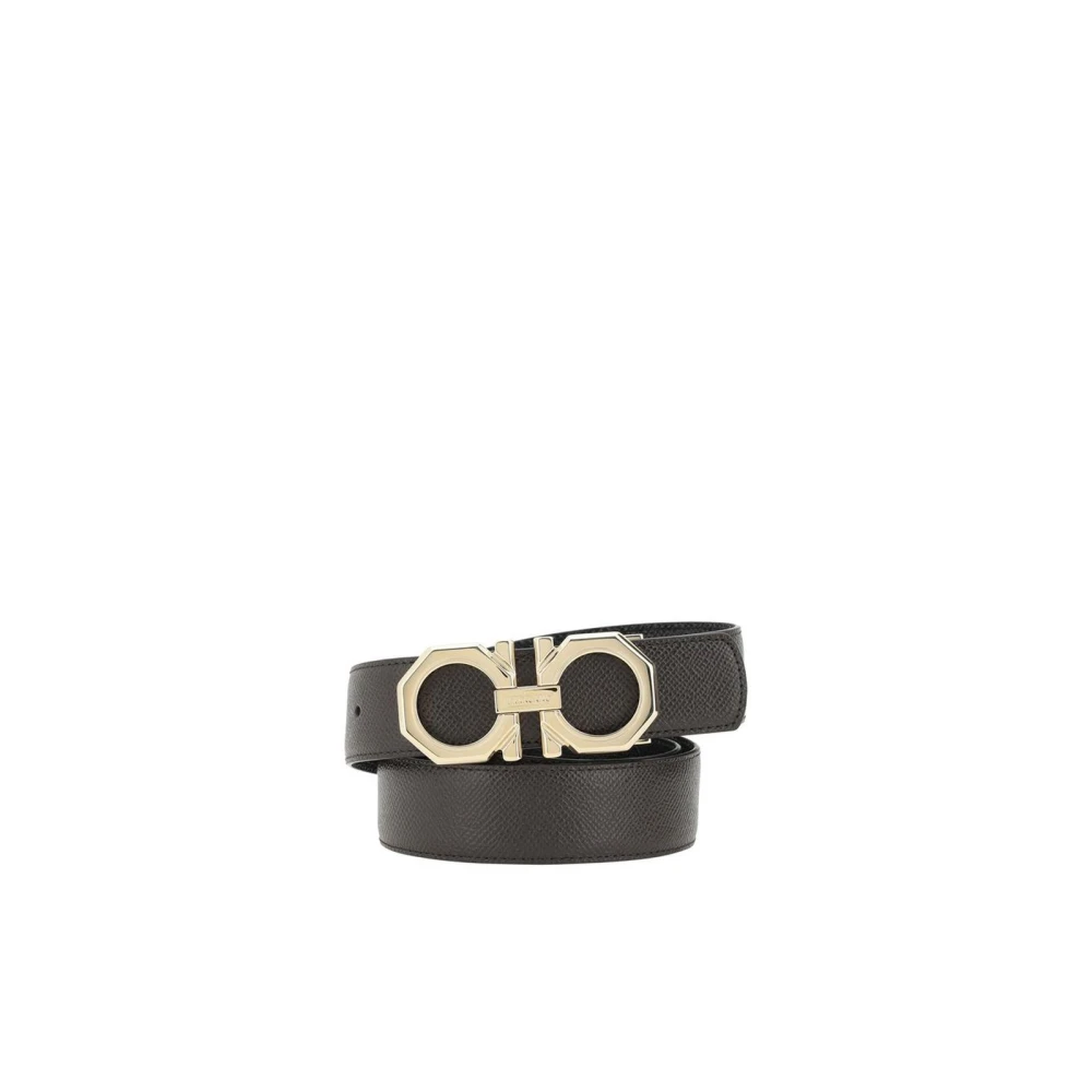Salvatore Ferragamo Omkeerbare leren Gancio riem Black Heren