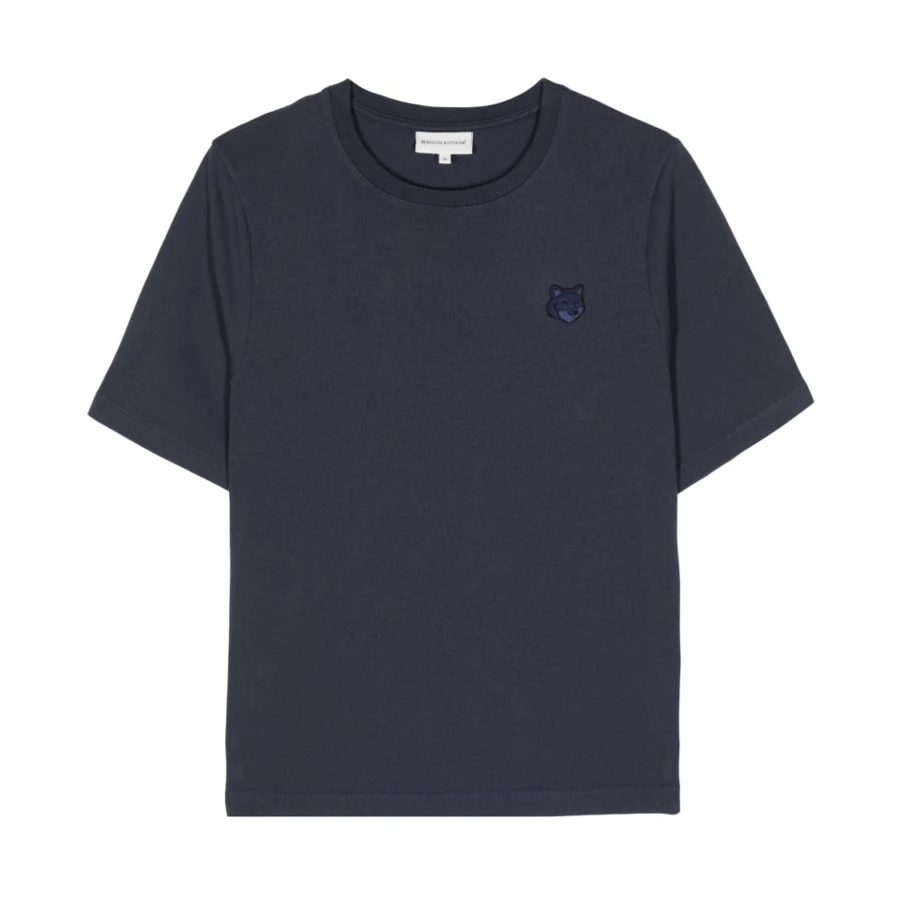Maison Kitsuné Blauw Logo T-shirt en Polo Blue Dames