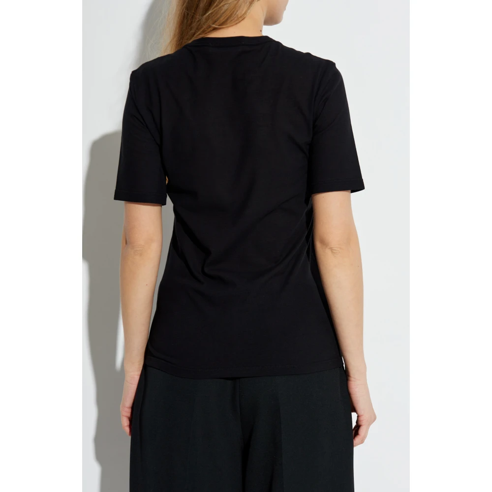 Jil Sander T-shirt met logo Black Dames