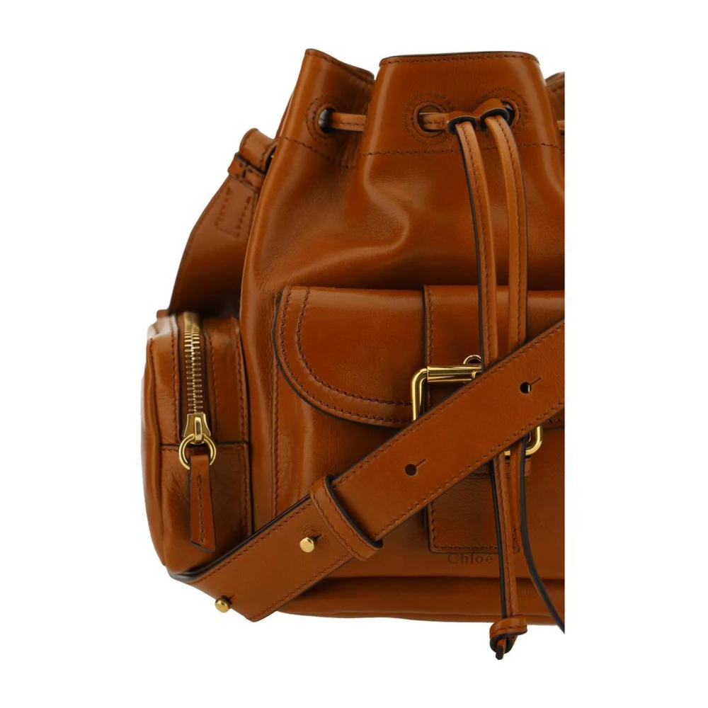 Chloé Leren camerabucketbag met meerdere zakken Brown Dames