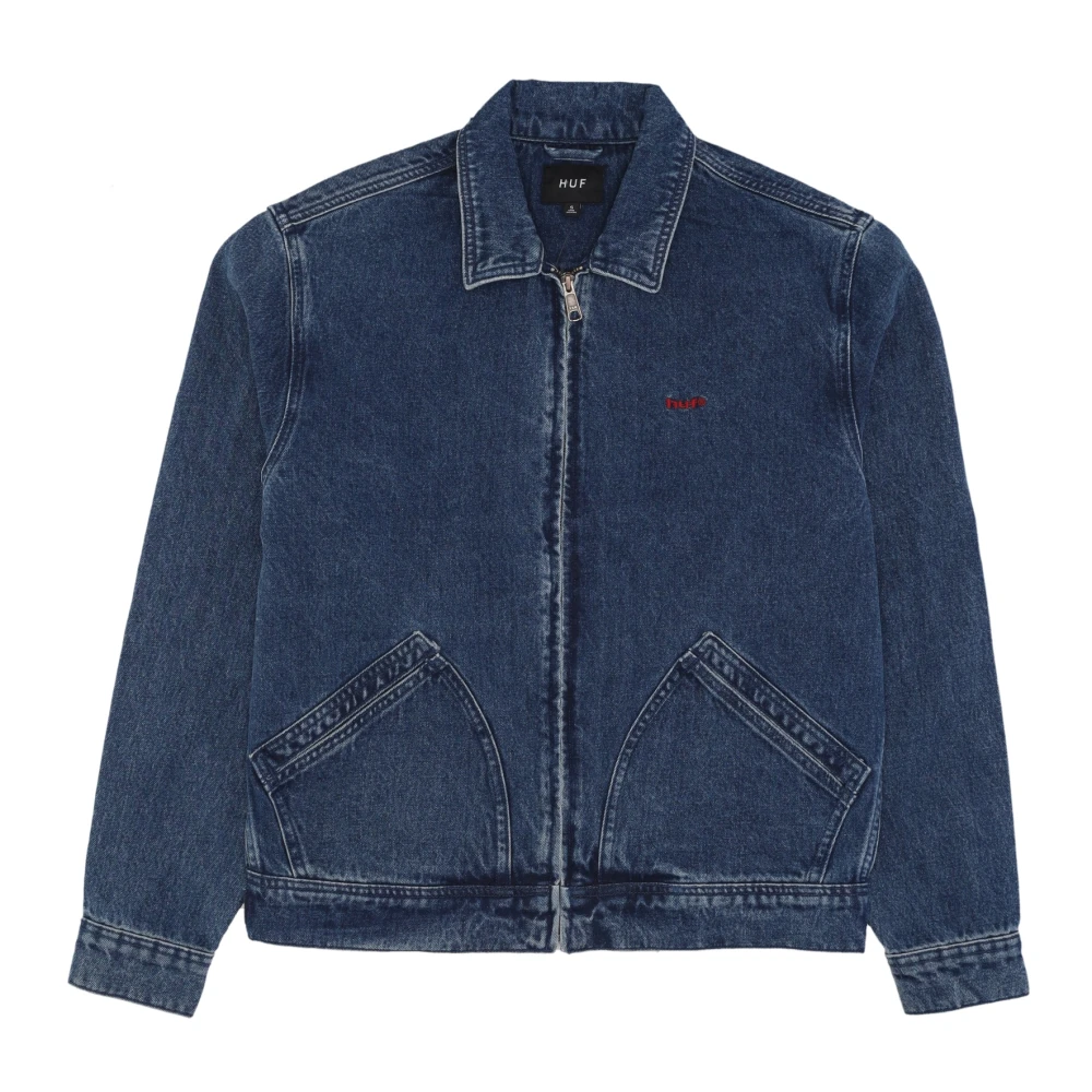 Huf Mannelijk Blauw Jassen Heren, M, Denim, Denim Werkjas