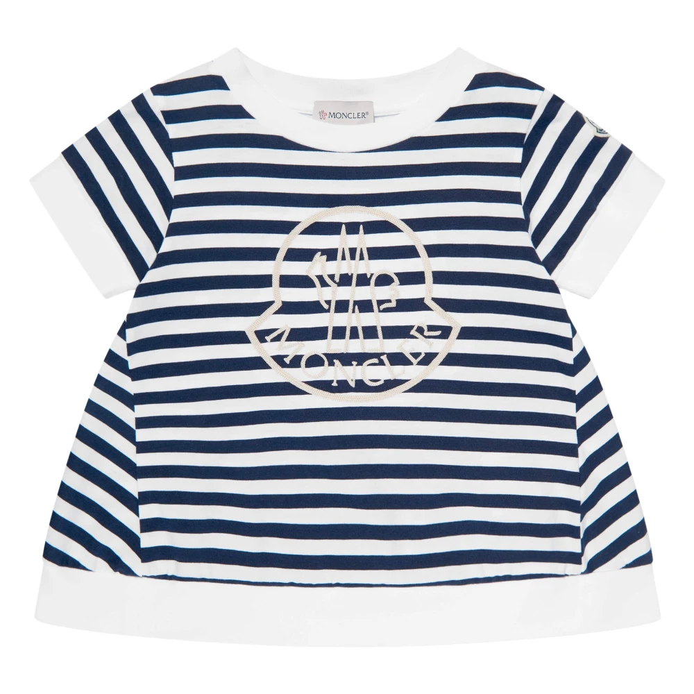 Moncler Girls Blue Striped Logo T-Shirt - Kids Short Sleeve T-Shirts - 12 Y - Kids