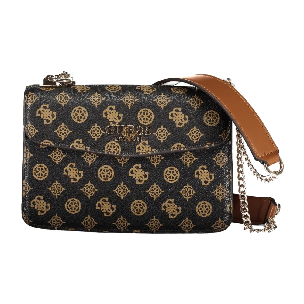 Guess Bruine Schoudertas met Kettinghandvatten Brown Dames