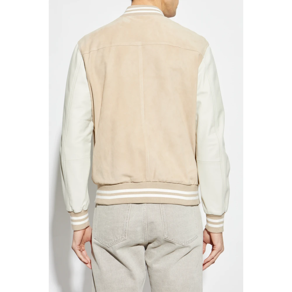Eleventy Leren jack in bomberstijl Beige Heren
