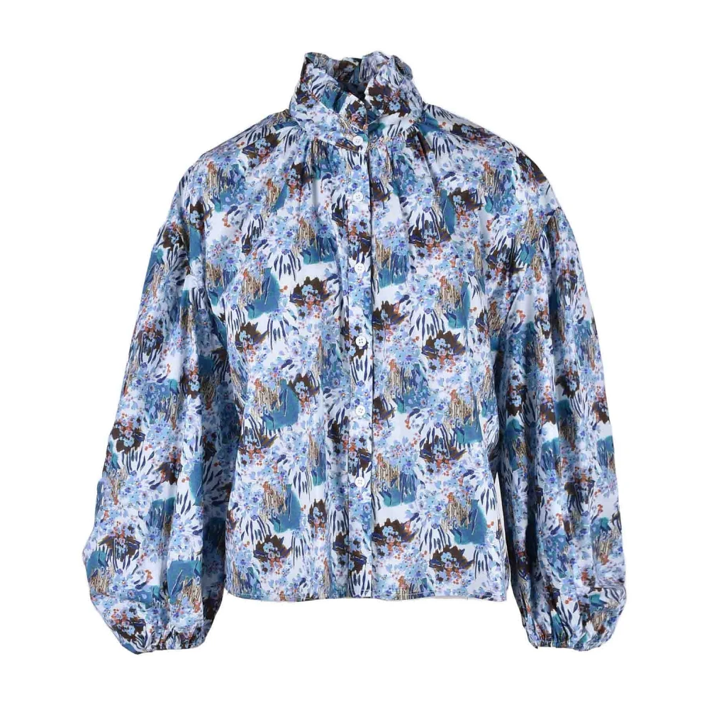 Weili Zheng Premium Katoenen Blouses voor Vrouwen Blue Dames
