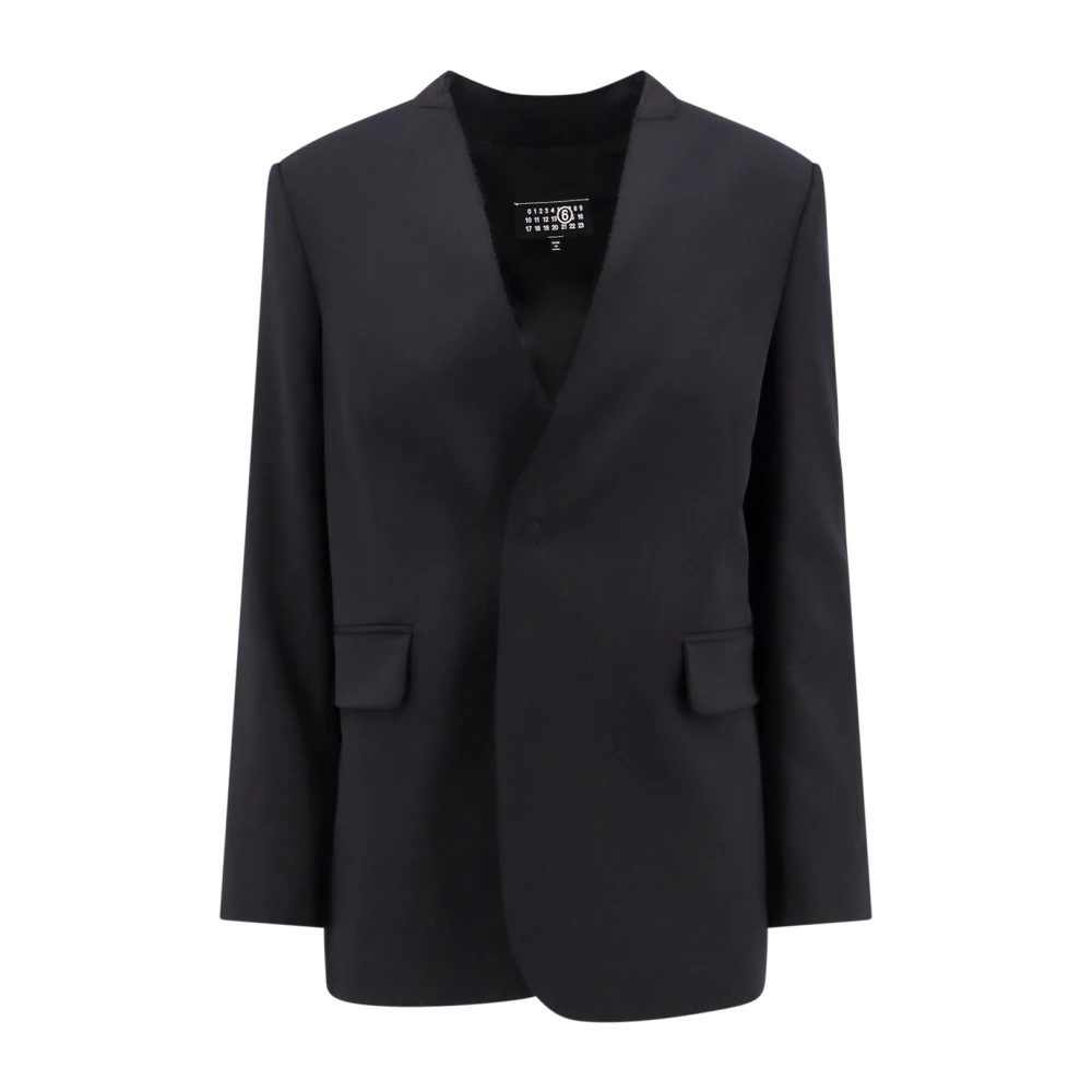 MM6 Maison Margiela Gestructureerde Wollen Blazer Black Dames