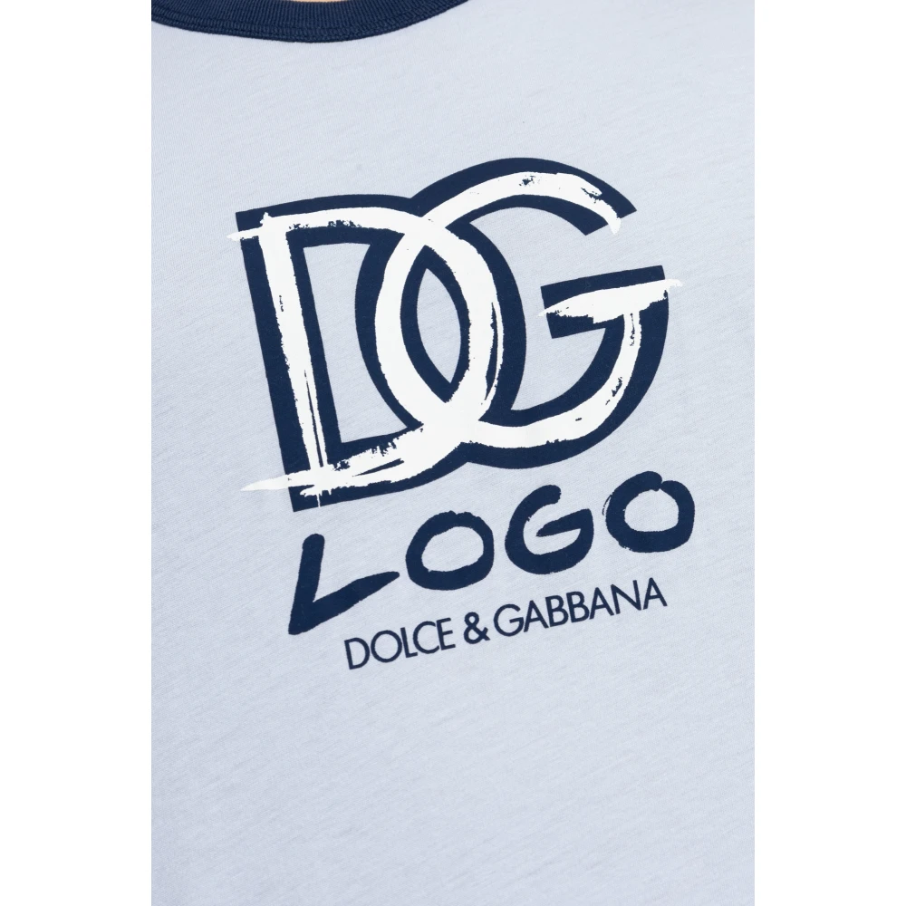 Dolce & Gabbana T-shirt met bedrukt logo Blue Heren
