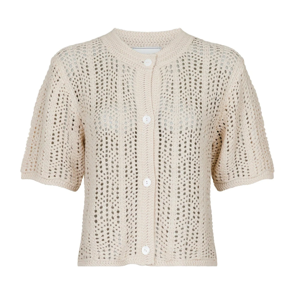 NEO NOIR Gehaakte gebreide vest voor de zomer Beige Dames