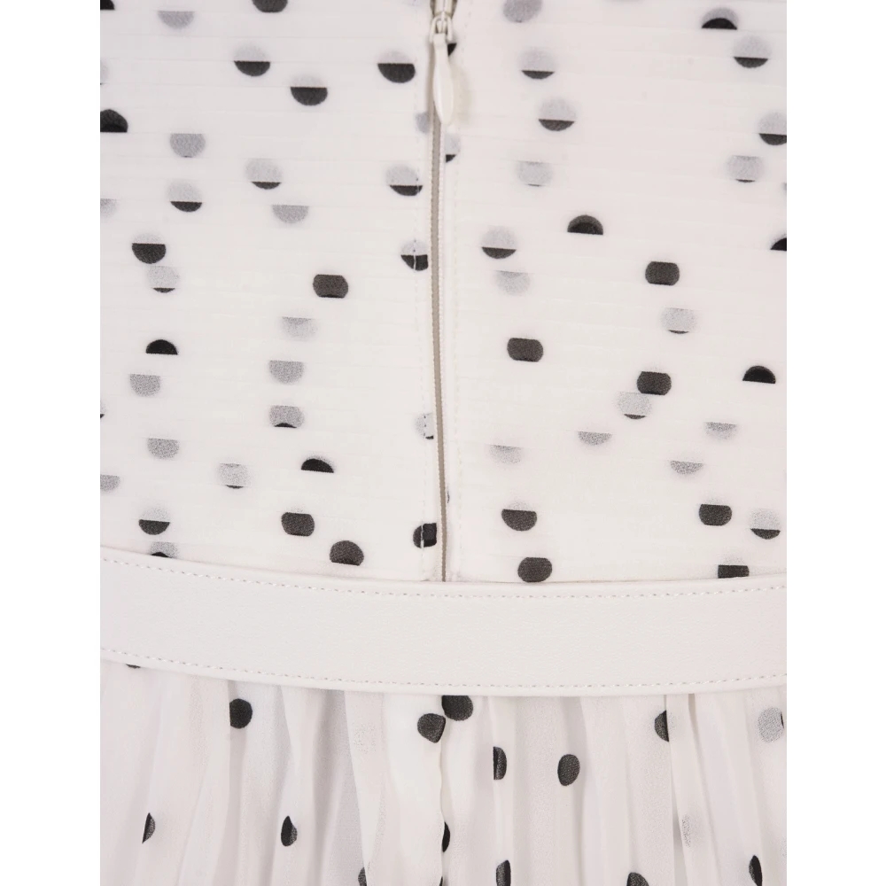 Self Portrait Witte geplooide chiffon jurk met polkadotpatroon White Dames