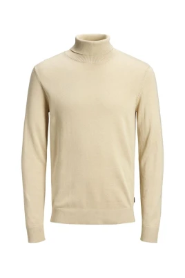 Beige Turtleneck Stickad Tröja