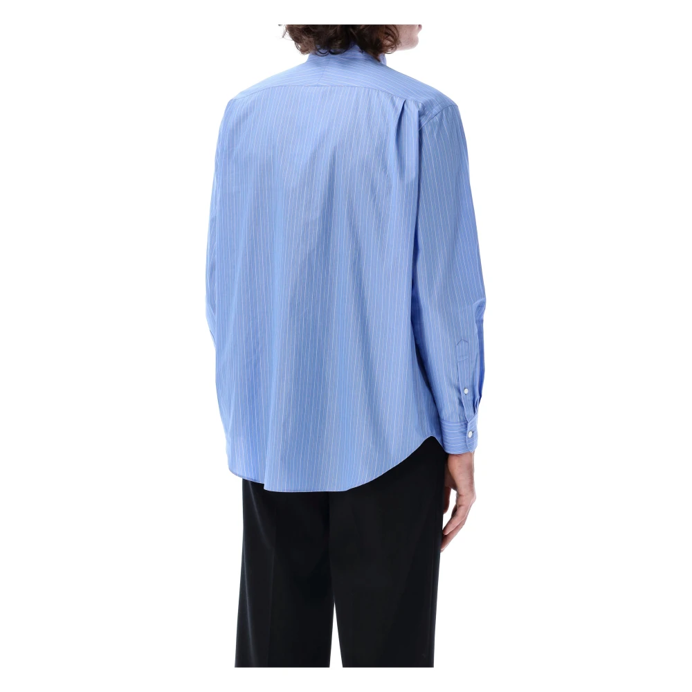 Auralee Suvin High Count Cloth Stripe Overhemd Blue Heren