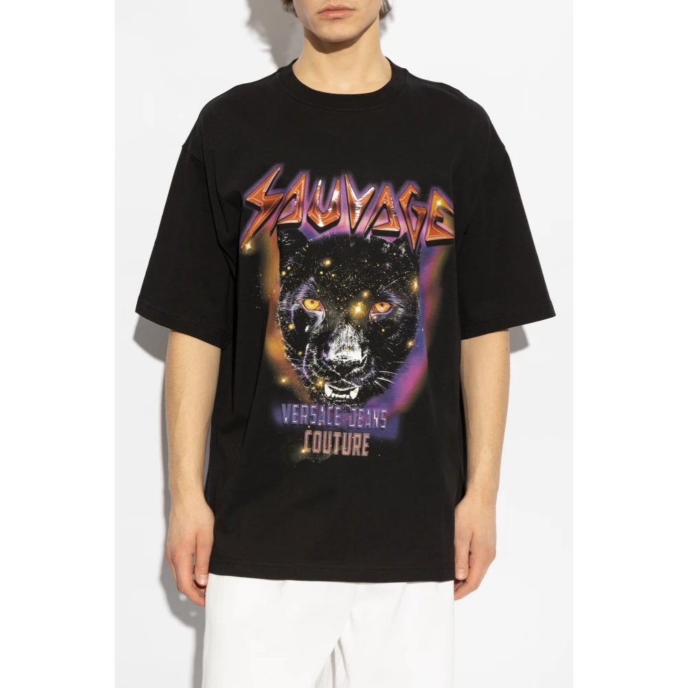 Versace Jeans Couture Bedrukt T-shirt Black Heren