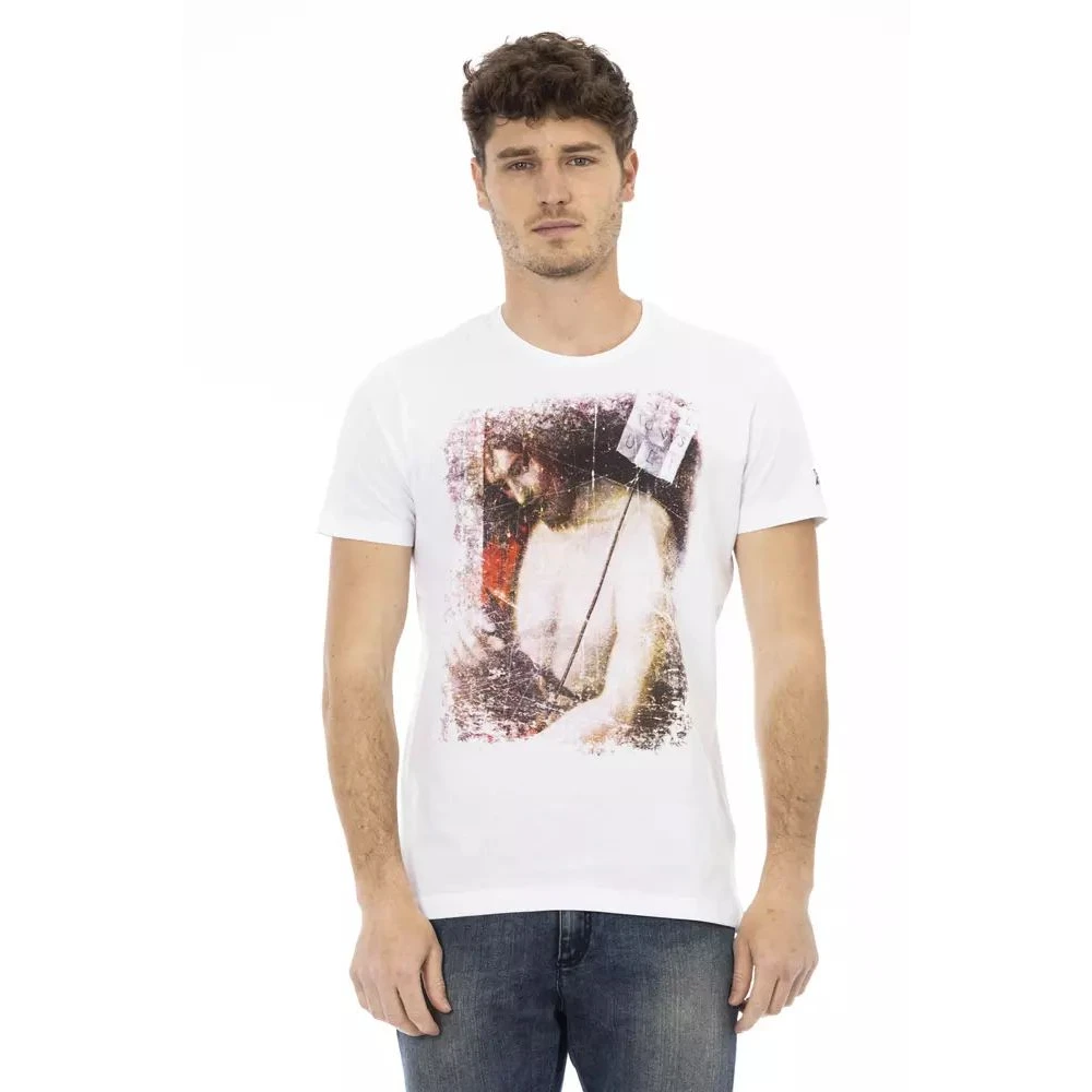 Trussardi Men's White T-Shirts, 2XL, Graphic Charm Short Sleeve T-Shirt
